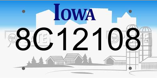 8C12108 Iowa License Plate