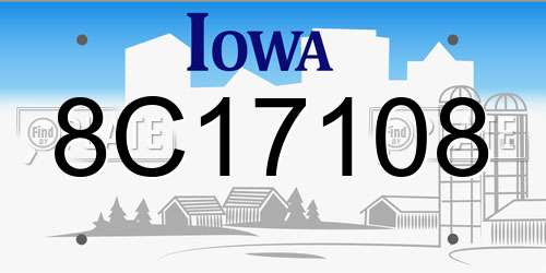 8C17108 Iowa License Plate