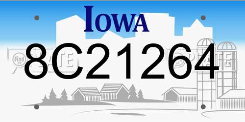 8C21264 Iowa License Plate