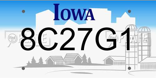 8C27G1 Iowa License Plate