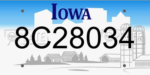 8C28034 Iowa License Plate