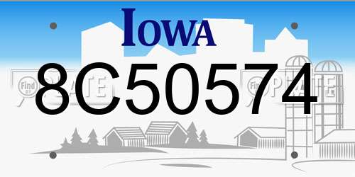 8C50574 Iowa License Plate