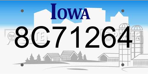 8C71264 Iowa License Plate
