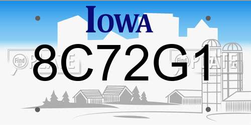 8C72G1 Iowa License Plate
