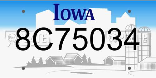8C75034 Iowa License Plate