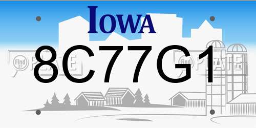8C77G1 Iowa License Plate