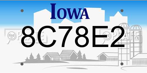 8C78E2 Iowa License Plate