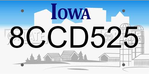 8CCD525 Iowa License Plate