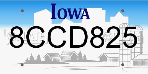 8CCD825 Iowa License Plate