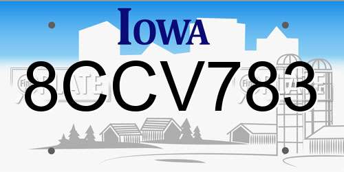 8CCV783 Iowa License Plate