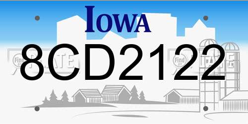 8CD2122 Iowa License Plate