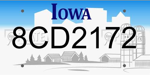8CD2172 Iowa License Plate