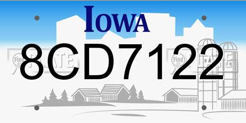 8CD7122 Iowa License Plate