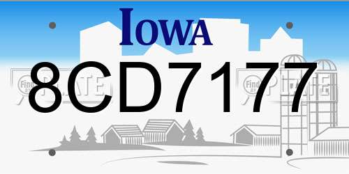 8CD7177 Iowa License Plate