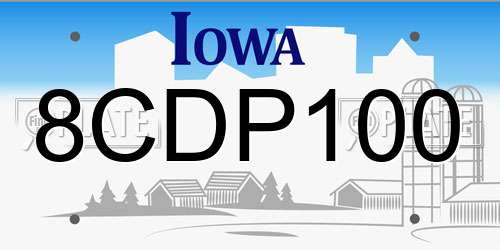 8CDP100 Iowa License Plate