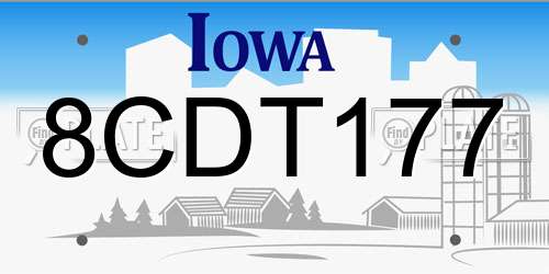 8CDT177 Iowa License Plate