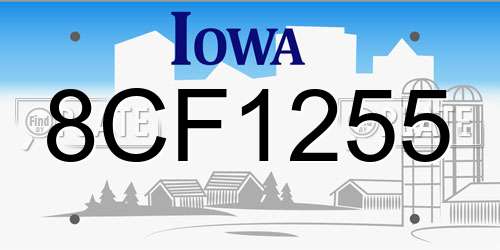 8CF1255 Iowa License Plate