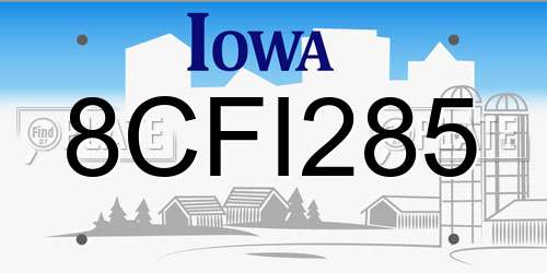 8CFI285 Iowa License Plate