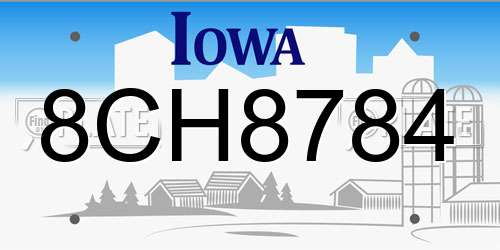 8CH8784 Iowa License Plate