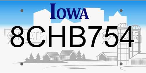 8CHB754 Iowa License Plate