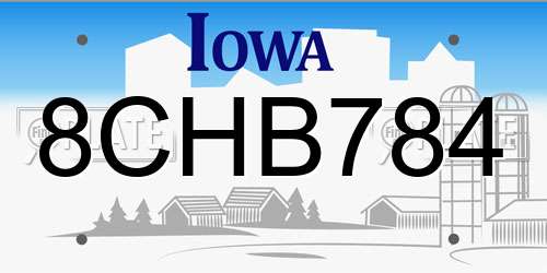 8CHB784 Iowa License Plate