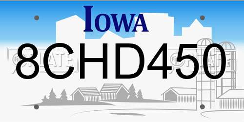 8CHD450 Iowa License Plate