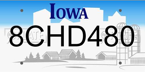 8CHD480 Iowa License Plate