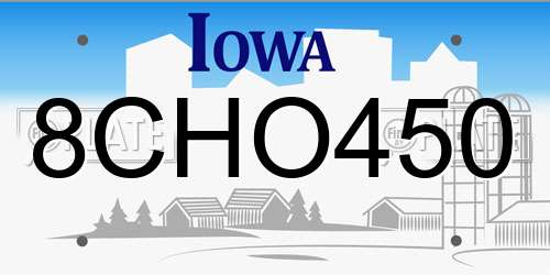8CHO450 Iowa License Plate
