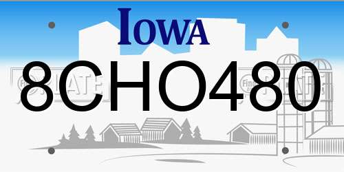 8CHO480 Iowa License Plate
