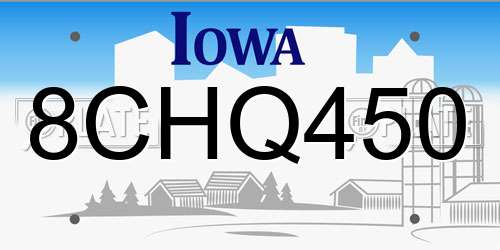 8CHQ450 Iowa License Plate