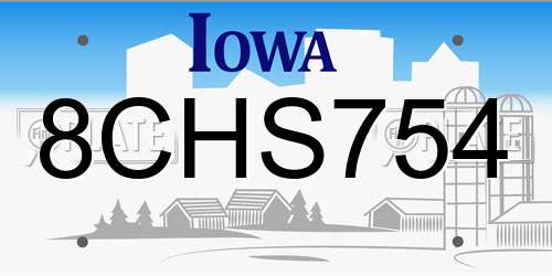 8CHS754 Iowa License Plate