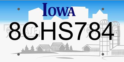 8CHS784 Iowa License Plate