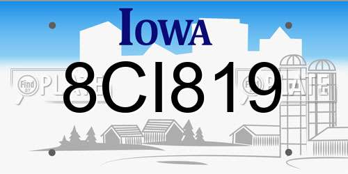8CI819 Iowa License Plate