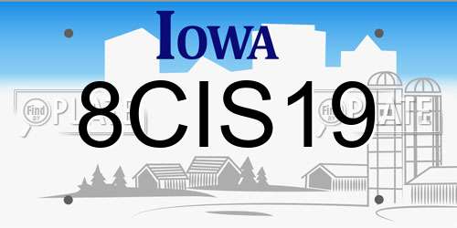 8CIS19 Iowa License Plate