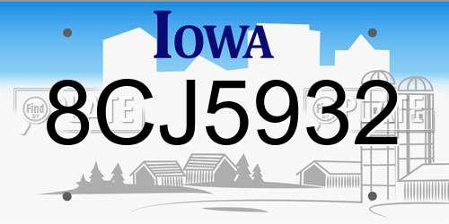 8CJ5932 Iowa License Plate