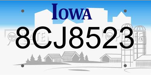 8CJ8523 Iowa License Plate