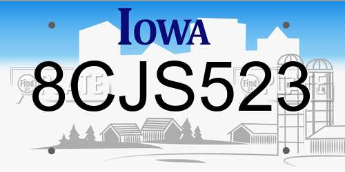 8CJS523 Iowa License Plate