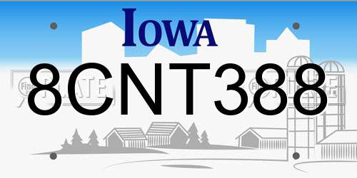 8CNT388 Iowa License Plate