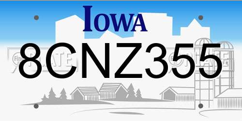 8CNZ355 Iowa License Plate