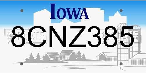 8CNZ385 Iowa License Plate