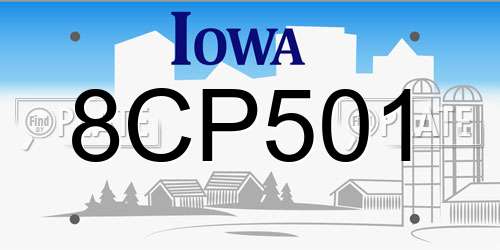 8CP501 Iowa License Plate