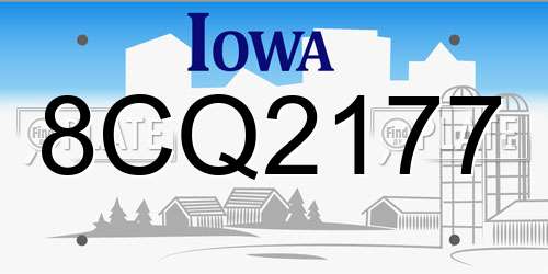 8CQ2177 Iowa License Plate
