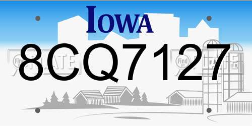 8CQ7127 Iowa License Plate