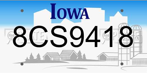 8CS9418 Iowa License Plate