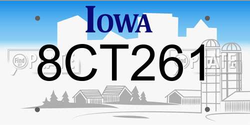 8CT261 Iowa License Plate