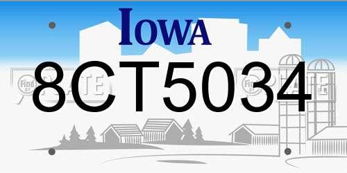 8CT5034 Iowa License Plate