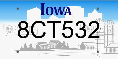 8CT532 Iowa License Plate