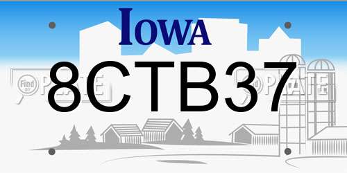 8CTB37 Iowa License Plate