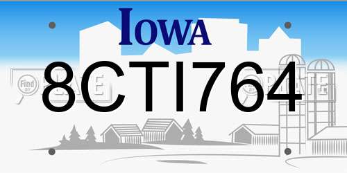 8CTI764 Iowa License Plate