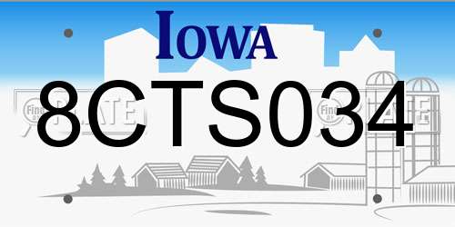 8CTS034 Iowa License Plate